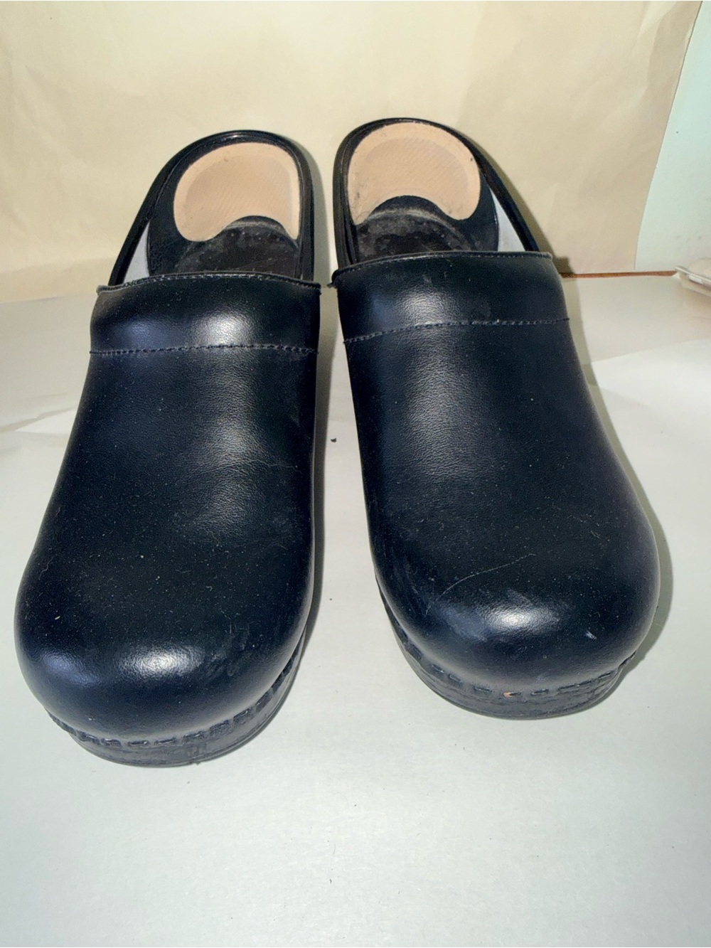 Dansko Black Leather Slip-On Clogs 8.5/9 sizing 39EU